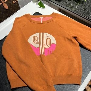 Free people thick retro style cactus dusty brown sweater